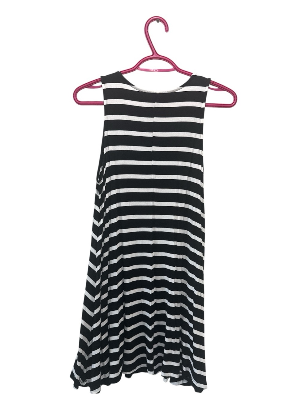 Old Navy Black & White Striped Swing Dress | Medium Petite - Picture 5 of 5